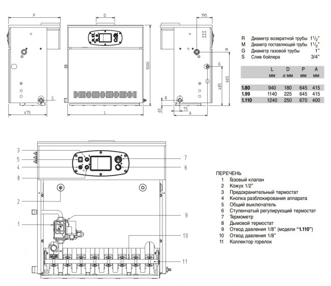 Напольный газовый котел Baxi Slim HPS 1.110 с открытой камерой, A7114602