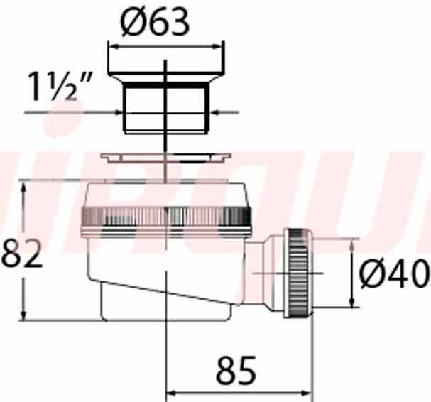 Сифон для душевого поддона VIRPlast 1 1/2"с пластмассовым выпуском Сифон для душевого поддона VIRPlast 1 1/2"с пластмассовым выпуском