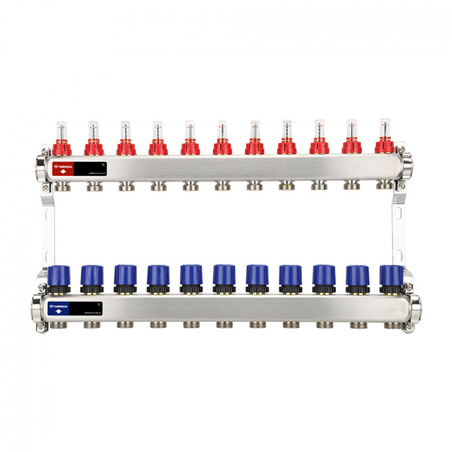 Коллекторная группа с расходомерами Varmega VM15111 ВР 1", на 11 контуров 3/4" EK, нержавеющая сталь Коллекторная группа с расходомерами Varmega VM15111 ВР 1", на 11 контуров 3/4" EK, нержавеющая сталь