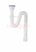 Сифон для раковины гофрированный VIRPlast "МИНИ Элит" 1/4"х40/50с нержавеющей чашкой 63 мм, стандарт L800 мм, с хомутом жёсткости Сифон для раковины гофрированный VIRPlast "МИНИ Элит" 1/4"х40/50с нержавеющей чашкой 63 мм, стандарт L800 мм, с хомутом жёсткости