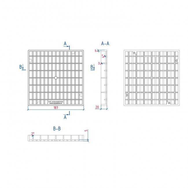 Решетка пластиковая Aquastok 200х200 A15 (31851) Решетка пластиковая Aquastok 200х200 A15 (31851)