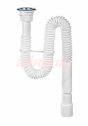 Сифон для раковины гофрированный VIRPlast "МИНИ Элит" 1/4"х40/50 с нержавеющей чашкой 63 мм, удлинённый L1200 мм, с хомутом жёсткости Сифон для раковины гофрированный VIRPlast "МИНИ Элит" 1/4"х40/50 с нержавеющей чашкой 63 мм, удлинённый L1200 мм, с хомутом жёсткости