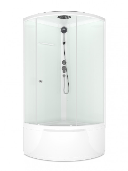 Душевая кабина Domani-Spa Simple 99 high NEW, 900х900 мм, высокий поддон, белая/прозрачная