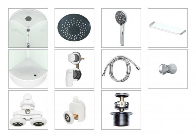 Душевая кабина Domani-Spa Simple 99 high NEW, 900х900 мм, высокий поддон, белая/прозрачная