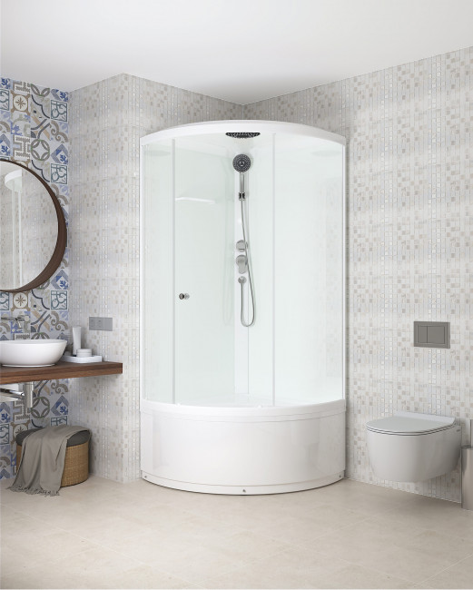 Душевая кабина Domani-Spa Simple 99 high NEW, 900х900 мм, высокий поддон, белая/прозрачная
