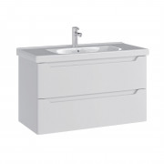 Тумба с раковиной Sanstar Lanciano 100, 2 ящика, подвесная, белая, Миранда 100