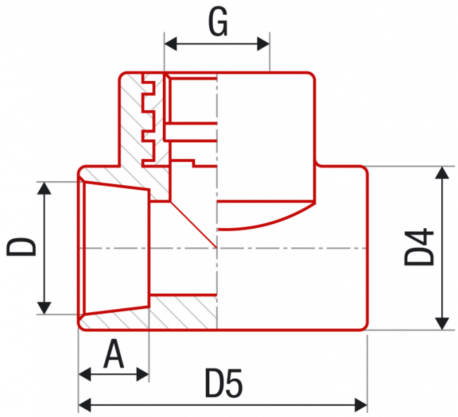 Тройник FV-Plast PPR ВР 20х1/2", серый