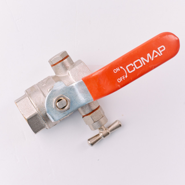Кран шаровой Comap ДУ20 (3/4") ВР-ВР PN30, с дренажом, рычаг, серия 647 Кран шаровой Comap ДУ20 (3/4") ВР-ВР PN30, с дренажом, рычаг, серия 647