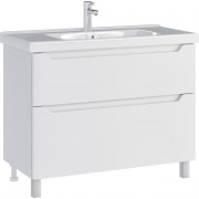 Тумба с раковиной Sanstar Lanciano 100, 2 ящика, напольная, белая, Миранда 100