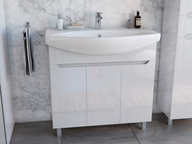 Тумба с раковиной Sanstar Bianco 85, без ящиков, белая, Стиль 85