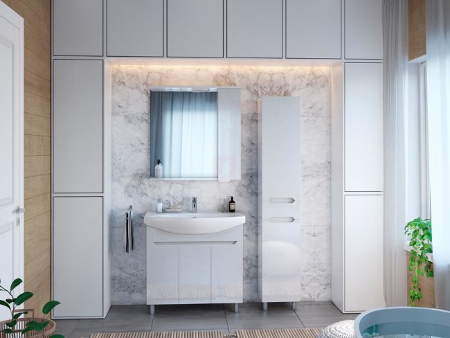 Тумба с раковиной Sanstar Bianco 85, без ящиков, белая, Стиль 85