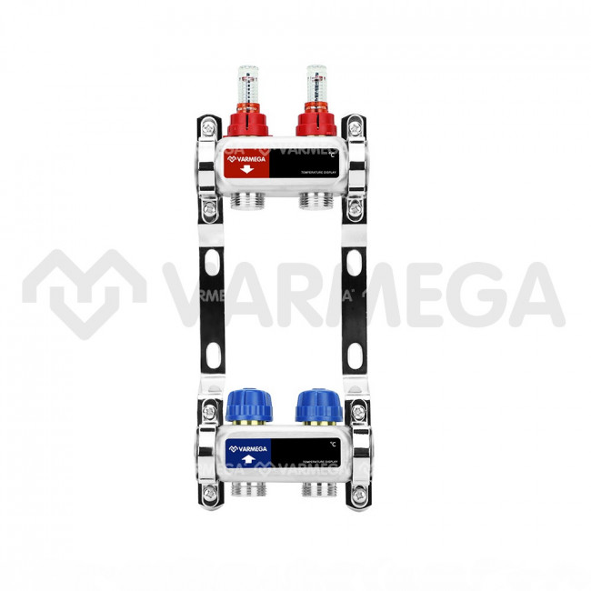 Коллекторная группа с расходомерами Varmega VM15102 ВР 1", на 2 контура 3/4" EK, нержавеющая сталь Коллекторная группа с расходомерами Varmega VM15102 ВР 1", на 2 контура 3/4" EK, нержавеющая сталь