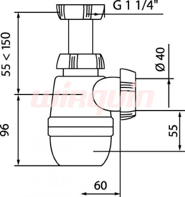 Сифон для раковины Wirquin «МИНОР» без выпуска 1 1/4”х40 Сифон для раковины Wirquin «МИНОР» без выпуска 1 1/4”х40