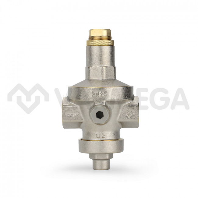 Редуктор давления воды мембранный Varmega DN15 (1/2") ВР PN25 (0,5-7 бар) с присоединением к манометру VMPR02-C16040