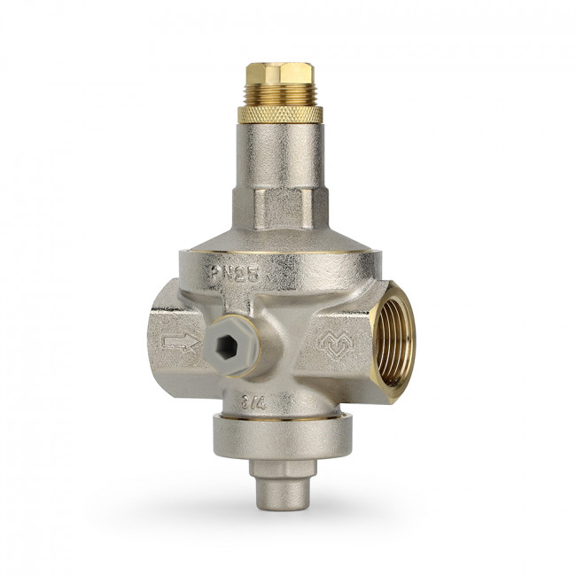 Редуктор давления воды мембранный Varmega DN20 (3/4") ВР PN25 (0,5-7 бар) с присоединением к манометру VMPR04-N25050