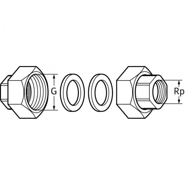 Соединения резьбовые 1 1/2" х 3/4" F ВР UNION KIT DAB Соединения резьбовые 1 1/2" х 3/4" F ВР UNION KIT DAB
