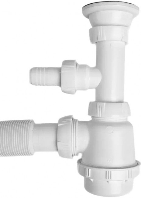 Сифон с выпуском для раковины или биде Wirquin COMPACT 1 1/4-40/50 бутылочный, с отводом для ст/маш. и гибким соединением L800 мм, белый 30987170 Сифон с выпуском для раковины или биде Wirquin COMPACT 1 1/4-40/50 бутылочный, с отводом для ст/маш. и гибким соединением L800 мм, белый 30987170