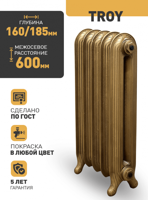 Радиатор чугунный Радимакс Troy 600, 6 секций Радиатор чугунный Радимакс Troy 600, 6 секций