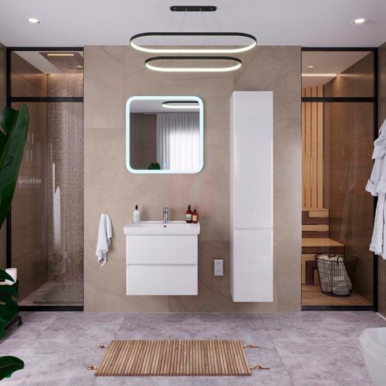 Тумба с раковиной Sanstar Arista 60, 2 ящика, подвесная, белая, Grace 60 Тумба с раковиной Sanstar Arista 60, 2 ящика, подвесная, белая, Grace 60
