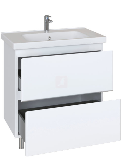 Тумба с раковиной Sanstar Arista 100, 2 ящика, напольная, белая, Гармония 100