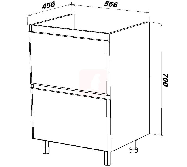 Тумба с раковиной Sanstar Arista 60, 2 ящика, напольная, белая, Grace 60 Тумба с раковиной Sanstar Arista 60, 2 ящика, напольная, белая, Grace 60
