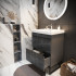 Тумба для ванной комнаты Mixline "Окленд -60" графит мрамор под умывальник Грэйс- 60 ЛОФТ (ПВХ)