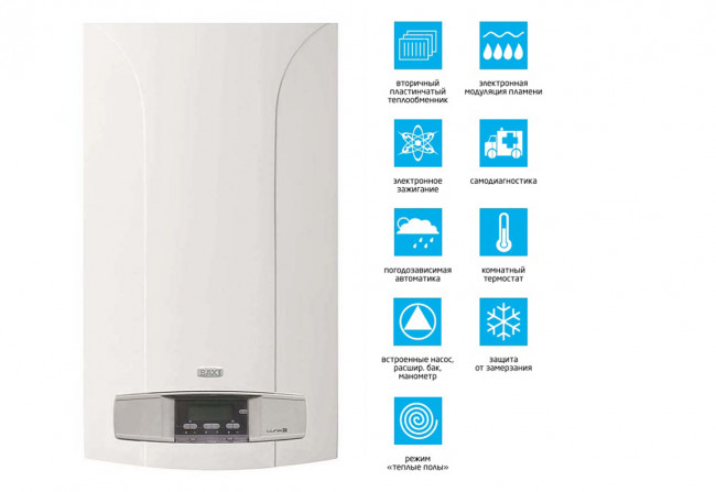 Настенный газовый котел Baxi LUNA-3 240i, 24 кВт., 2-контура, с открытой камерой сгорания