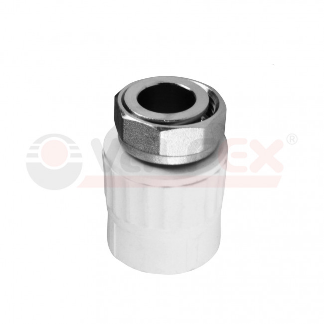 Муфта комбинированная, с накидной гайкой Valfex PPR НГ 25х1/2", белая Муфта комбинированная, с накидной гайкой Valfex PPR НГ 25х1/2", белая