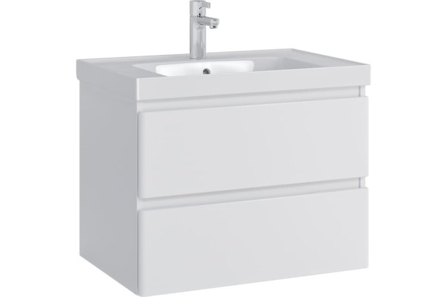 Тумба с раковиной Sanstar Riana 70, 2 ящика, подвесная, белая, Грейс 70