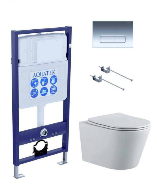 Комплект подвесного унитаза Aquatek Вега AQ1905-00 KK-1 и инсталляции Aquatek Standard 50 INS-0000012 с звукоизол. прокладкой, панелью смыва KDI-0000016 (хром) и крепежом Комплект подвесного унитаза Aquatek Вега AQ1905-00 KK-1 и инсталляции Aquatek Standard 50 INS-0000012 с звукоизол. прокладкой, панелью смыва KDI-0000016 (хром) и крепежом