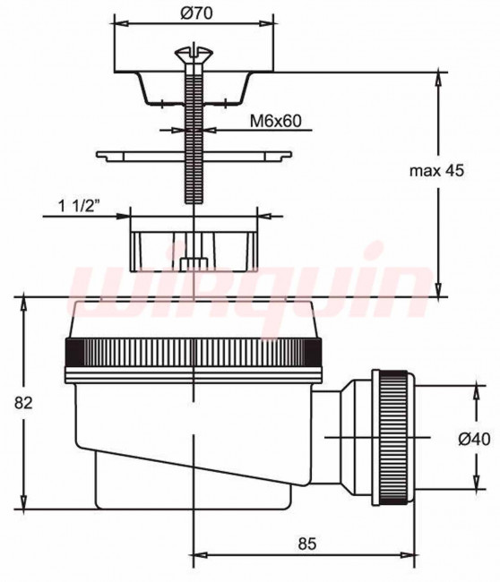 Сифон для душевого поддона VIRPlast 1 1/2" с нержавеющей чашкой 70 Сифон для душевого поддона VIRPlast 1 1/2" с нержавеющей чашкой 70