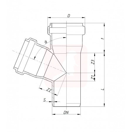 Тройник канализационный Ostendorf HTEA 110/50х67°