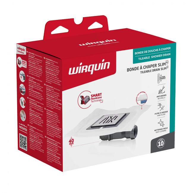 Душевой трап Wirquin Slim+ Mikado 11x11 сверхплоский со SMART мембраной 2-го поколения и с гидроизоляционным полотном, с сухим затвором, серый 30723966 Душевой трап Wirquin Slim+ Mikado 11x11 сверхплоский со SMART мембраной 2-го поколения и с гидроизоляционным полотном, с сухим затвором, серый 30723966