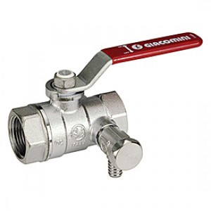 Кран шаровой сливной Giacomini  R250DS ДУ25(1") ВР, с заглушкой 1/4" и дренажным вентилем, ручка-рычаг R250SX005