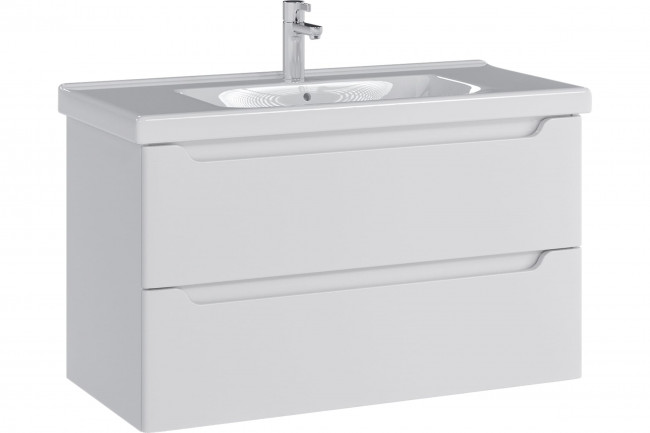 Тумба с раковиной Sanstar Lanciano 100, 2 ящика, подвесная, белая, Гармония 100 Тумба с раковиной Sanstar Lanciano 100, 2 ящика, подвесная, белая, Гармония 100