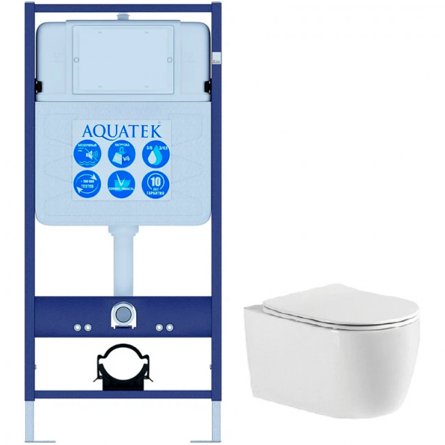 Комплект подвесного унитаза Aquatek Европа AQ1106-00 и инсталляции Aquatek Standard 50 INS-0000012 с звукоизол. прокладкой (без клавиши и крепежа) Комплект подвесного унитаза Aquatek Европа AQ1106-00 и инсталляции Aquatek Standard 50 INS-0000012 с звукоизол. прокладкой (без клавиши и крепежа)