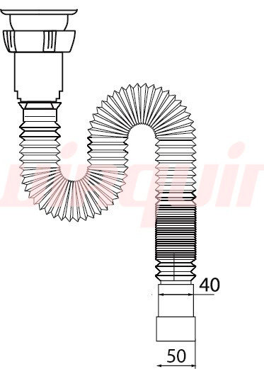 Сифон гофрированный для раковины Wirquin 1 1/4” х 40/50 мм, пластиковый выпуск L = 800 мм