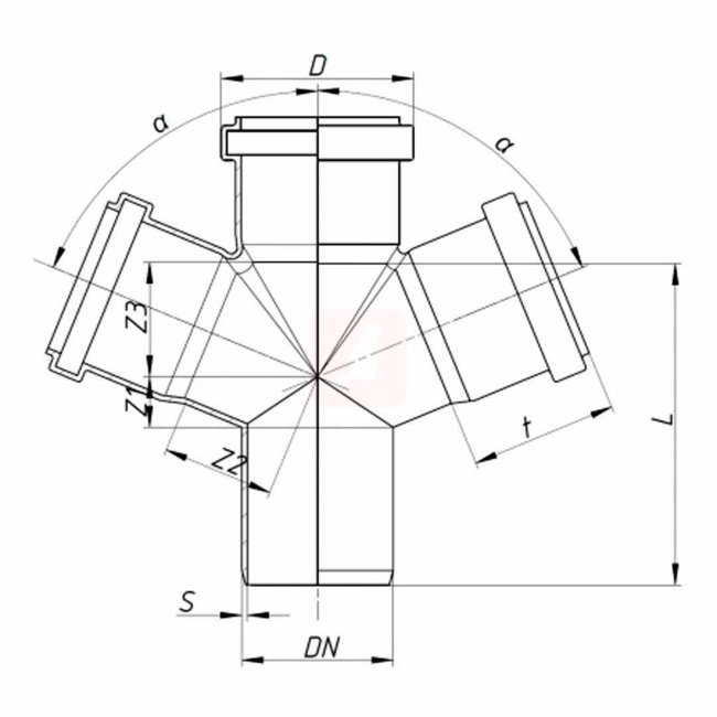 Крестовина канализационная Ostendorf HTDA 110/110х45° Крестовина канализационная Ostendorf HTDA 110/110х45°