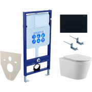 Комплект подвесного унитаза Aquatek Европа AQ1106-00 и инсталляции Aquatek Standard 50 INS-0000012 с звукоизол. прокладкой, панелью смыва KDI-0000017 (черная) и крепежом.