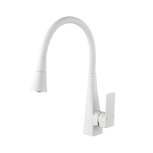 Смеситель для кухни Valfex Tureis White гибкий силиконовый излив с режимом душа, латунь, белый VF.73823-8 Смеситель для кухни Valfex Tureis White гибкий силиконовый излив с режимом душа, латунь, белый VF.73823-8