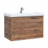 Тумба подвесная Sanstar Siva 70 с раковиной Фостер 70 для ванной комнаты Дуб веллингтон табак