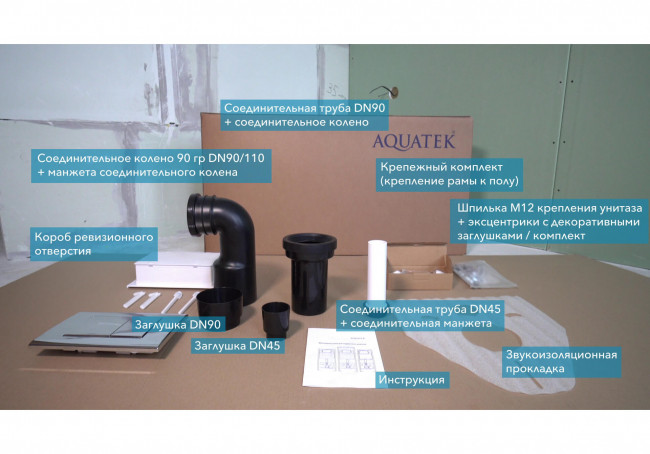 Инсталляция для подвесного унитаза Aquatek усиленная, отдельностоящая 1130*530*210 INS-0000016