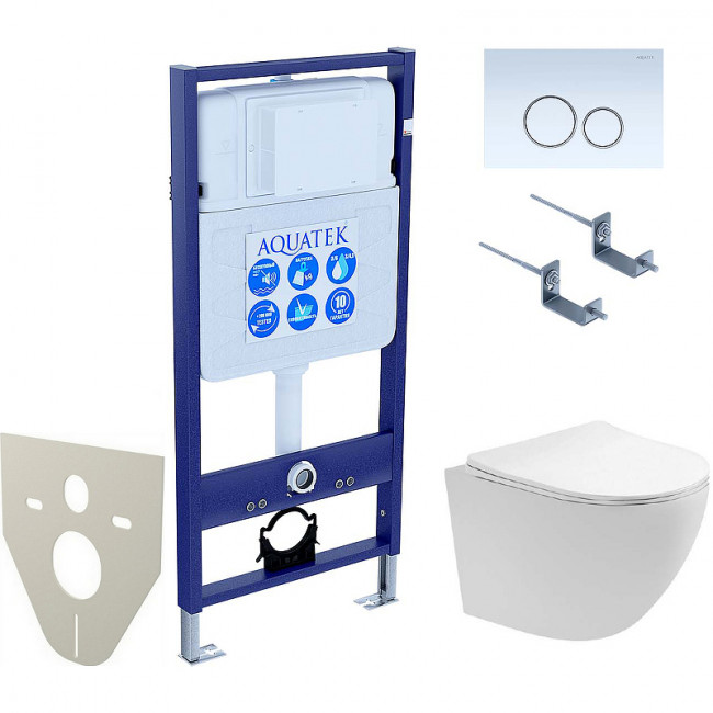 Комплект подвесного унитаза Aquatek Европа AQ1900T-00 и инсталляции Aquatek Standard 50 INS-0000012 с звукоизол. Прокладкой, панелью смыва KDI-0000015 (белая) и крепежом. Комплект подвесного унитаза Aquatek Европа AQ1900T-00 и инсталляции Aquatek Standard 50 INS-0000012 с звукоизол. Прокладкой, панелью смыва KDI-0000015 (белая) и крепежом.