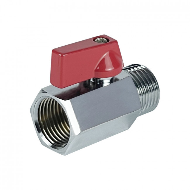 Кран шаровой Valfex MINI ВР1/4хНР1/4 никелированный, ручка-флажок VF.331.NB.014 Кран шаровой Valfex MINI ВР1/4хНР1/4 никелированный, ручка-флажок VF.331.NB.014