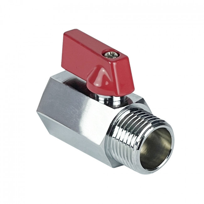 Кран шаровой Valfex MINI ВР1/4хНР1/4 никелированный, ручка-флажок VF.331.NB.014 Кран шаровой Valfex MINI ВР1/4хНР1/4 никелированный, ручка-флажок VF.331.NB.014