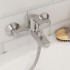 Смеситель для ванны с душевым гарнитуром Milardo Stripe однорычажный, короткий излив, глянцевый хром STRSB02M02