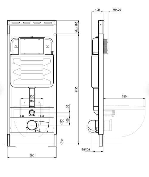 Комплект подвесного унитаза Aquatek Европа AQ1900T-00 и инсталляции Aquatek Standard 50 INS-0000012 с звукоизол. прокладкой (без клавиши) и крепежом  KKI-0000001