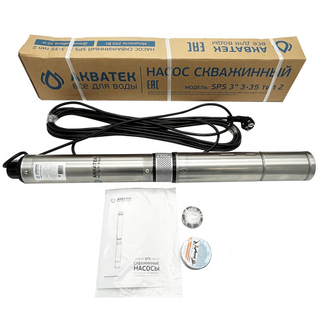 Насос скважинный Aquatek SPS тип 2 3" 3-35 с кабелем 10 м 0-18-0630
