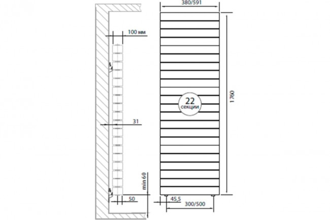 Радиатор биметаллический Royal Thermo Piano Forte Tower 300 /Silver Satin — 22 секц. Радиатор биметаллический Royal Thermo Piano Forte Tower 300 /Silver Satin — 22 секц.