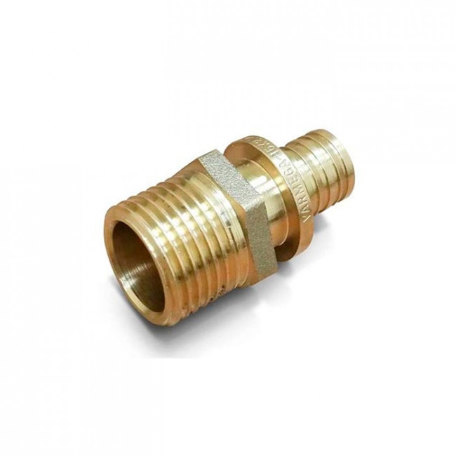 Муфта переходная (штуцер) Varmega Slide-fit с НР 20х3/4", латунь, аксиальная VM51214 Муфта переходная (штуцер) Varmega Slide-fit с НР 20х3/4", латунь, аксиальная VM51214